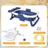 Opvouwbaar babybadje, stabiel babybadje voor pasgeborenen met badinzet baby, babybadborstel en douchekap kinderen, babybadje met afvoergat voor 0-24 maanden (blauw)