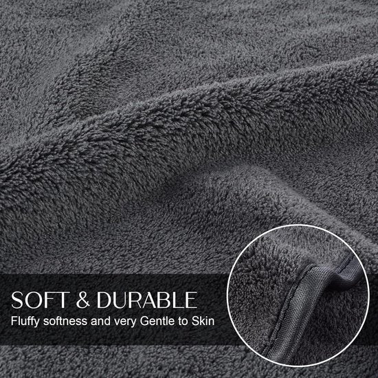 Set van 4 microvezel handdoeken, microvezel handdoek, pluizige microvezel badhanddoek, microvezel handdoeken voor het haar, zacht en absorberend, 40 x 76 cm, donkergrijs