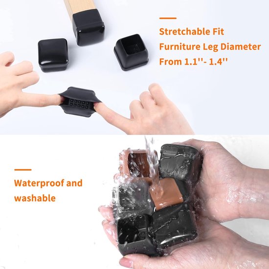 16 stuks stoelpootglijders voor tapijten 3,2 cm rond transparant TPE hoogelastisch zacht rubber met zwart