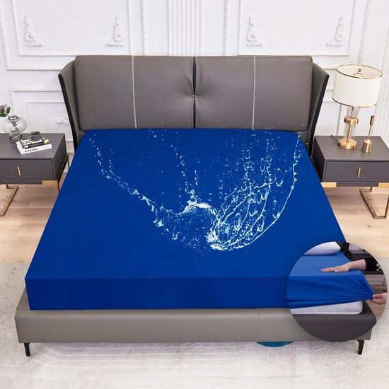 Matrasbeschermer, waterdicht, 160 x 200, incontinentie, waterdichte hoeslaken, ademende waterdichte matrashoes, waterdicht hoeslaken, vochtbescherming, koningsblauw