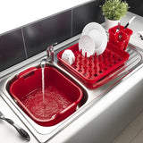 Rechthoekige spoelbak met handgrepen, plastic, rood, 39 x 32 x 14 cm Rechthoekige gootsteen met handvatten, plastic, rood, 39 x 32 x 14 cm