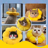 Halskrause Kat, verstelbare halsband, kattenhalsband, zachte zonnebloem, kat, herstelkraag, kraag voor katten, kleine honden, na operatie en letsel