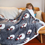 Sherpa Deken met kerstworp, superzachte pluizige Sherpa Throw tv-deken, decoratieve deken voor bed, bank, vakantie, decoratie, 130 x 150 cm, sneeuwpoppatroon
