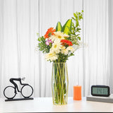 Gouden vazendecoratie voor tafelopzetstukken, 28 cm grote cilindervazen met decoratieve vaashouder van ijzer, bloemenarrangement voor pampasgras, decoratie en bruiloft tafeldecoratie