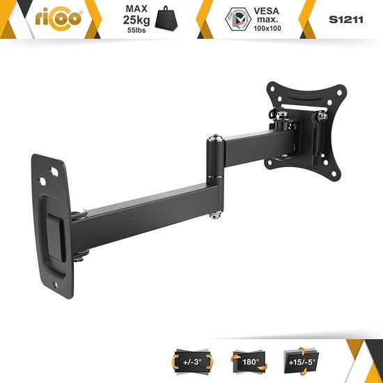 S1211 S2222 S2244 S1222 S1022 TV-muurbeugel zwart