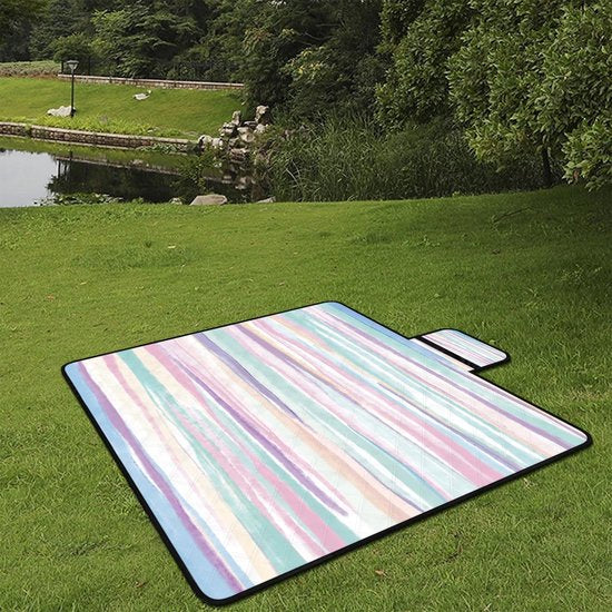 Waterdichte picknickdeken, 200 x 200 cm grote stranddeken, zandvrij met waterdichte onderkant, draagbare strandmat voor 4-6 personen, campingdeken met draaggreep voor park, tuin, strand, buiten