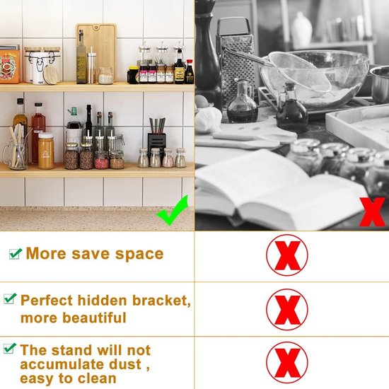 Set van 6 zwevende plankbeugels, onzichtbare plankbeugels, zwevende plankbeugels, robuuste plankbeugels, 125 x 70 mm, plankbeugels, verborgen met 12 schroeven en expansiepijpen voor