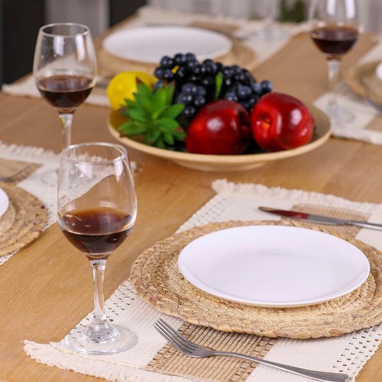 SnugLife Macrame Placemats Set of 4 - Handmade Cotton Woven Boho Placemats - Modern Farmhouse Fringe Placemats for Dining Table, Kitchen, Bohemian Wedding Décor, Rustic Natural Off White, 16 (4 SnugLife Macrame Placemats Set of 4 - Handmade Cotton Woven Boho Placemats - Modern Farmhouse Fringe Placemats for Dining Table, Kitchen, Bohemian Wedding Décor, Rustic Natural Off White, 16 (4