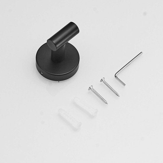 Handdoekhaak voor badkamer Enkele kapstok RVS Wandmontage Toilethoek Moderne haak voor keuken Matzwart Leekayer