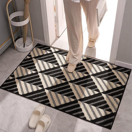 Deurmat voor binnen, antislip, voor de entree, vuilafstotend, duurzame deurmat voor de vooringang, wasbaar voor buiten, welkomstmat, zwart, 50 x 80 cm