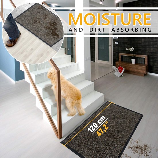 vuilvangmat, voor binnen- en buitendeur, voetveger, deurmat, antraciet-zwart