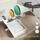 Afdruiprek voor servies, wit, afdruiprek en vaatwashandhouder, klein afdruiprek voor 1-3 personen, afdruiprek