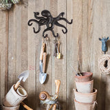 Octopus kapstokken, rustieke kapstokken, gietijzeren muurhaken met schroeven, kapstokken muur om op te hangen, kleding, sleutels, hoeden, tassen, donkerbruin