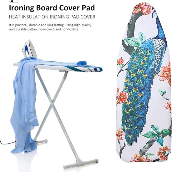 Strijkplankovertrek, extra dikke klassieke katoenen overtrek met elastisch elastiek, extra stoomdoorlatende strijkplankovertrek voor stoomstrijkijzers, 140 x 50 cm (stijl C)