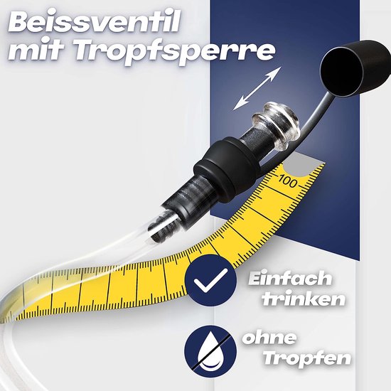 Drinkzak, 2 liter, met isolatie, met materiaalversteviging, volumineuze drinkzak, drinksysteem voor het opbergen van longdrinks, extra lang, 100 cm, voor wandelen en buitensporten