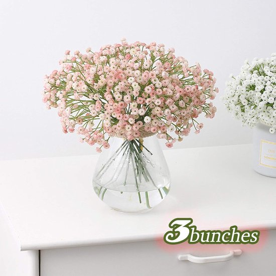 3 bundels kunstbloemen Gypsophila kunstbloemen boeketten bloemstuk voor knutselen bruiloft party huisdecoratie