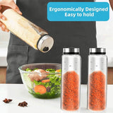 Kruidenpotjes, 500 ml, met draaideksel, 2 stuks borosilicaatglas, kruidenstrooier met 3 soorten roestvrijstalen kruidengaten, horen voor keuken, eetkamer, barbecue in de open lucht