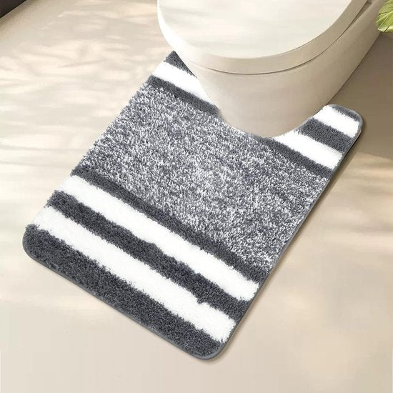 U-vormig toilettapijt van 50 x 60 cm, absorberende badmat voor toiletten, antislip wasbare badmatten en toiletmat met uitsparing voor de badkamer (donkergrijs).