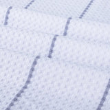 Ultra Premium Microfiber Waffle Weave Theedoek Set van 6 (16" x 28" - Wit met grijze strepen)