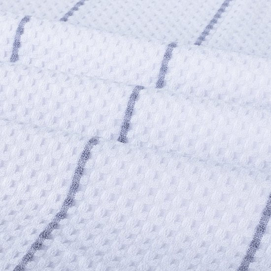 Ultra Premium Microfiber Waffle Weave Theedoek Set van 6 (16" x 28" - Wit met grijze strepen)