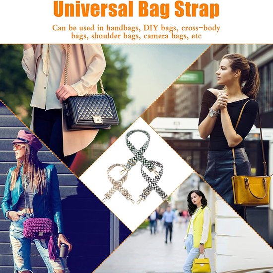 Pack of 3 Bag Straps for Changing, Adjustable Shoulder Strap for Bags, Shoulder Straps with Carabiner for Crossbody Bag Women and Men, Wide Strap