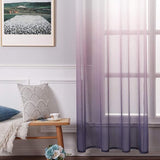 Set of 2 Transparent Curtains, Colour Gradient, Voile Sheer Curtains with Eyelets, Decorative Window Curtain for Bedroom and Living Room, 245 cm x 140 cm (H x W), White & Purple