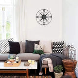 Distressed Metalen kompas wanddecoratie nautische decoratie slaapkamer woonkamer tuin kantoor wandbehang strand thema woondecoratie (zwart)
