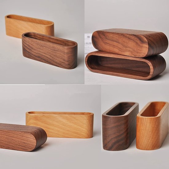 Set van 2 creatieve houten visitekaartjeshouders, klassieke houten visitekaartjeshouder, houten visitekaartjeshouder, visitekaartjesstandaard, Office Desktop Organizer