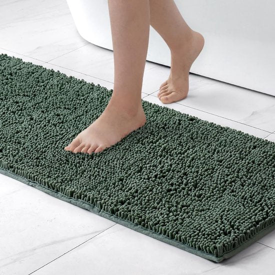 Badmat, antislip, absorberend, chenillemat, antislip, wasbaar, 45 x 120 cm, matcha-groen Badmat, antislip, absorberend, chenille mat, antislip, wasbaar, 45 x 120 cm, matcha-groen