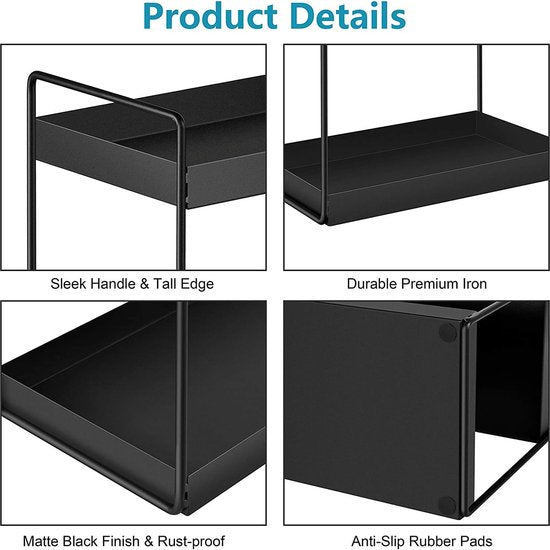 3 Tier staande rekken keuken onderkast plank douche plank badkamer werkblad organizer Vanity Tray cosmetica & make-up opslag kruidenrek, zwart