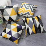 Set van 4 decoratieve sierkussenhoezen, geel, 50 x 50 cm, geometrische kussenslopen, vierkante kussenhoezen voor buiten, terras, tuin, bank, woonkamer, bank, decoratie