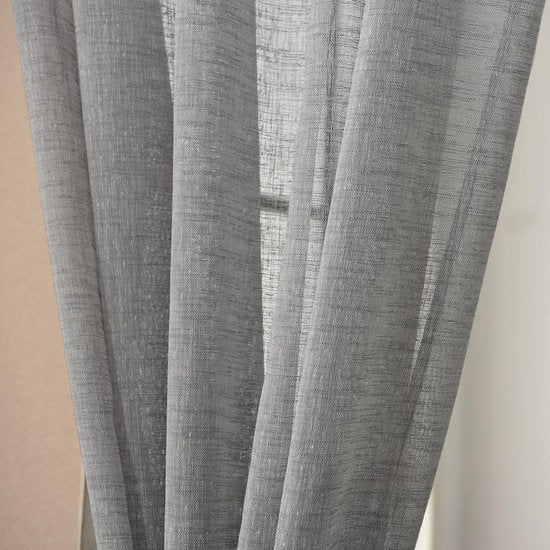 Set van 2 transparante gordijnen met ruchesband, linnenlook, dubbelpak, winkelvoile, decoratief raamgordijn voor woonkamer, kinderkamer