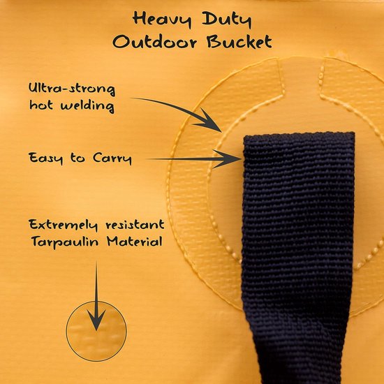 vouwemmer 25L, robuust, opvouwbaar, licht, ruimtebesparend voor vakantie, tuin, outdoor, vissen en kamperen, veelzijdig