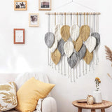 Macramé wandtapijt, groot wandtapijt, geweven wandtapijt, boho, macramé, wandtapijt, geweven wandtapijt, bladveer, wanddecoratie, chique geweven kunst voor slaapkamer, woonkamer, decoratie