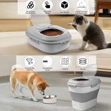 Hondenvoer, opslag met wielen, schep, maatbeker, voerton hond, 12-15 kg, ondoorzichtig, opvouwbare voederbox, kat voor hond en kat