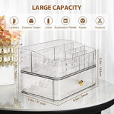 Make-up organizer, cosmetica-organizer, opslag met lade en 11 vakken, cosmetic skin care organizer, multifunctioneel voor slaapkamer, badkamer (transparant wit)