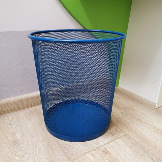prullenmand van draadvlechtdraad, mesh, kantoorprullenbak, afvalemmer, 266 x 218 x 280 mm, 12 l, marineblauw draadmand, gaas, kantoorprullenbak, afvalbak, 266 x 218 x 280 mm, 12 l, marineblauw