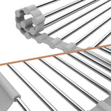 Roestvrij stalen afdruiprek, afdruiprek, afdruiprek, oprolbaar afdruiprek, inklapbaar en afneembaar, voor keuken, spoelbakken, fruit, groenten (43 x 40 cm)