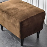 Ottomaanse hoes voor krukhoes - fluwelen kruk voor voetenbank, rechthoekig, stretch overtrek, poef, beschermer, wasbare stoelhoes - Bruin, 1 stuk