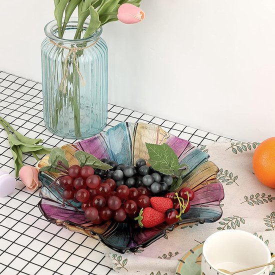 Kleurrijke glazen creatieve fruitschaal schaal - decoratief tafelblad voor snoep, fruit