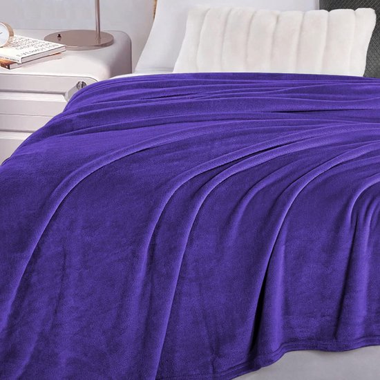 Knuffelige, donzige deken, 210 x 240 cm, XXL fleece bank- en bankdekens, superzacht, als banksprei, paars 2