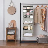 Opvouwbaar hangrek, kastorganizer met 15 vakken, kledingkast, organizer, opbergsysteem, hangopslag, voor slaapkamer, kinderkamer, garderobe en camper (grijs)