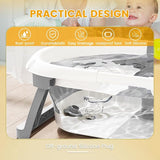 Opvouwbare babybadkuip, babybadset voor pasgeborenen, met babybadkussen, babybadborstel en douchemuts, kinderbad met afvoergat voor 0-24 maanden, grijs