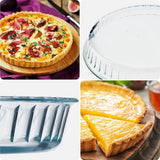 KADAX - Bakvorm/Ovenschaal van glas - transparant, robuuste cakevorm met dikke bodem - ovenschaal geschikt voor elektrische en gasfornuizen, bakvorm voor pizza - Rond 28 cm