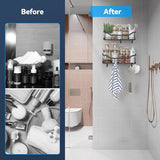 Doucheplank zonder boren, 3 stuks, roestvrij staal, douchemand met 4 + 5 haken, grote capaciteit, doucheplank voor badkamer, wasruimte, toilet, keuken, douche (zwart, 3 stuks)