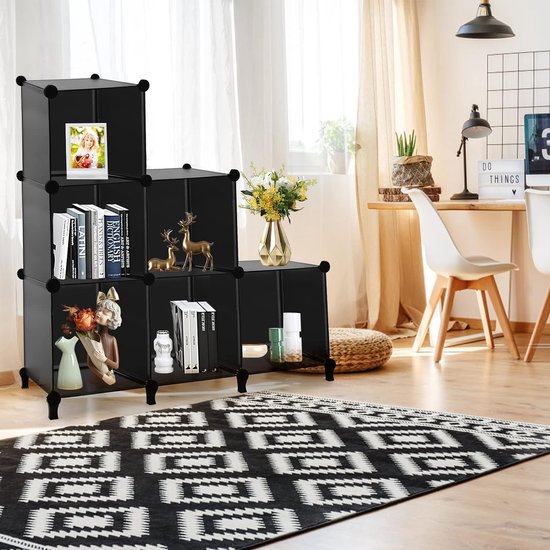 6 x kunststof kledingkastreksysteem, stapelbare trapkubus-organizerplank, multifunctionele boekenkast, kubusplank voor boeken, speelgoed, kleding, gereedschap (30 x 30 cm)