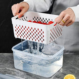 3 stuks productiecontainers voedselcontainers koelkast organizermanden afdruiprek groentelade met zeven en deksels voor groenten vlees verse fruitsalade 3 stuks