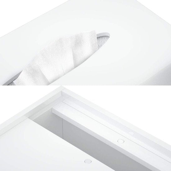 Cosmetische doekdoos, 25,0 x 13,0 x 9,0 cm, acryl, tissuedoos met magnetische afdekking voor eetkamer, badkamer, slaapkamer, auto, kantoor, wit