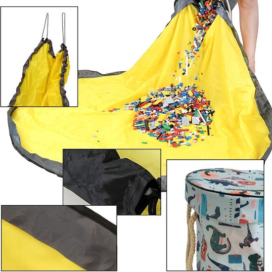 Opruimzak voor kinderen, met trekkoord, speelgoed, opbergdoos met deksel, draaggreep, babyspeeldeken, kinderspeelgoed, opbergzak voor kinderkamer, outdoor, picknick, groen