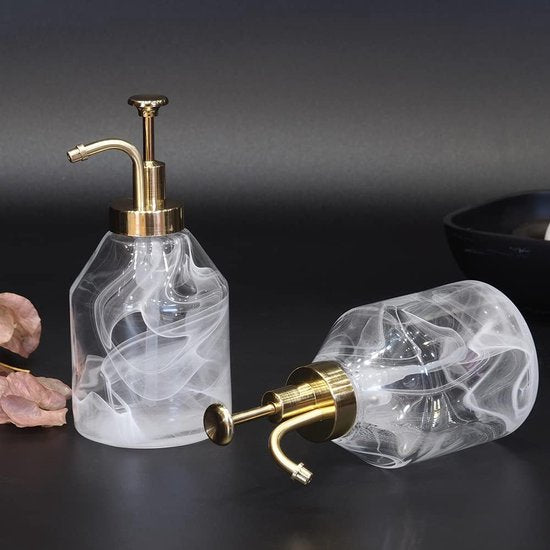 Keuken Badkamer Aanrecht Glas Zeepdispenser Gouden Pomp Hervulbare Afwasmiddel Handzeeplotion Elegante stijl voor thuiskantoor Luxe hotel